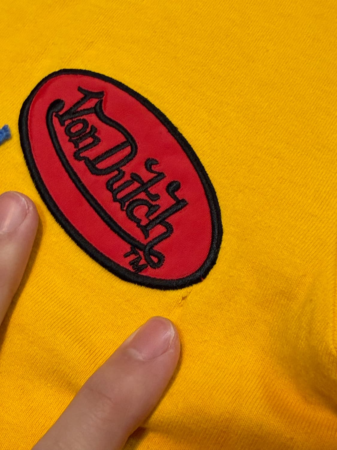 본더치 스컬 패치 y2k 반팔 티셔츠 옐로우 상품이미지3