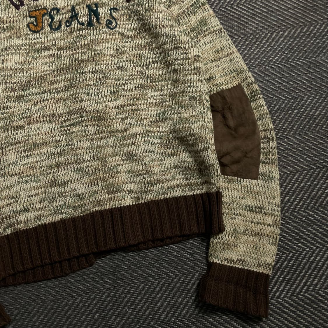 빈폴 진 올드스쿨 빅로고 엘보 패치 니트 집업y 4675 상품이미지3