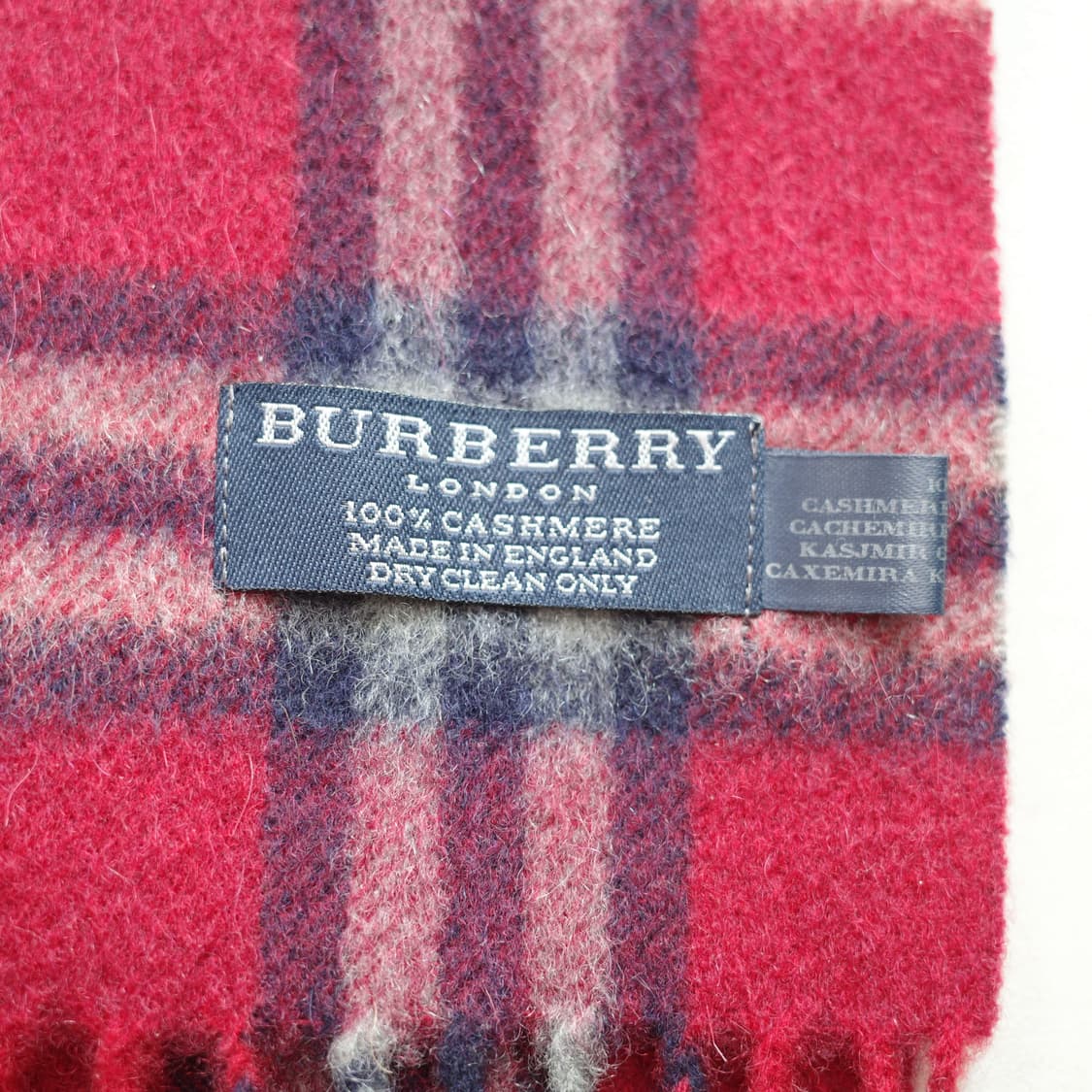 영국 생산 100% 캐시미어 버버리 체크 레드 머플러 상품이미지2