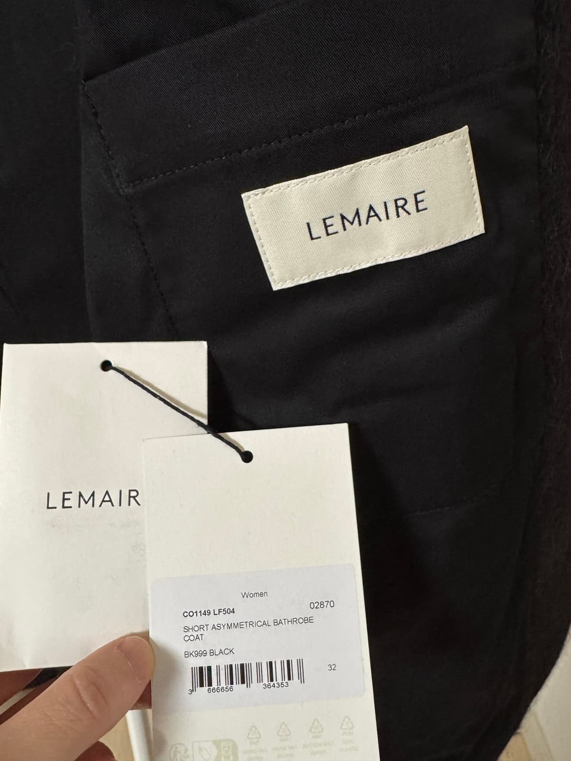 르메르 숏 알파카 배쓰로브 코트 블랙 32 새상품 상품이미지10