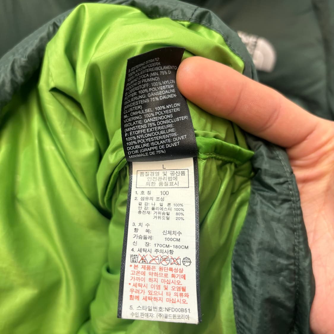 노스페이스 엘리시움 그린 패딩 자켓 L 상품이미지8