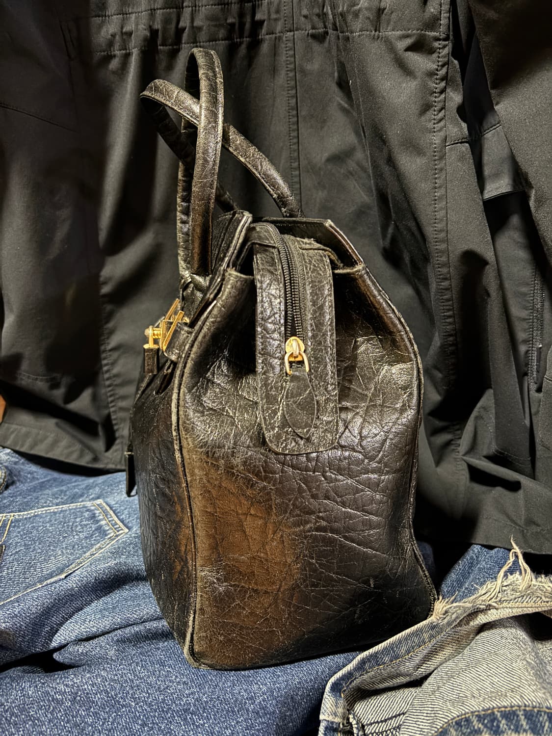 vintage locker leather dote bag 40cm 상품이미지2