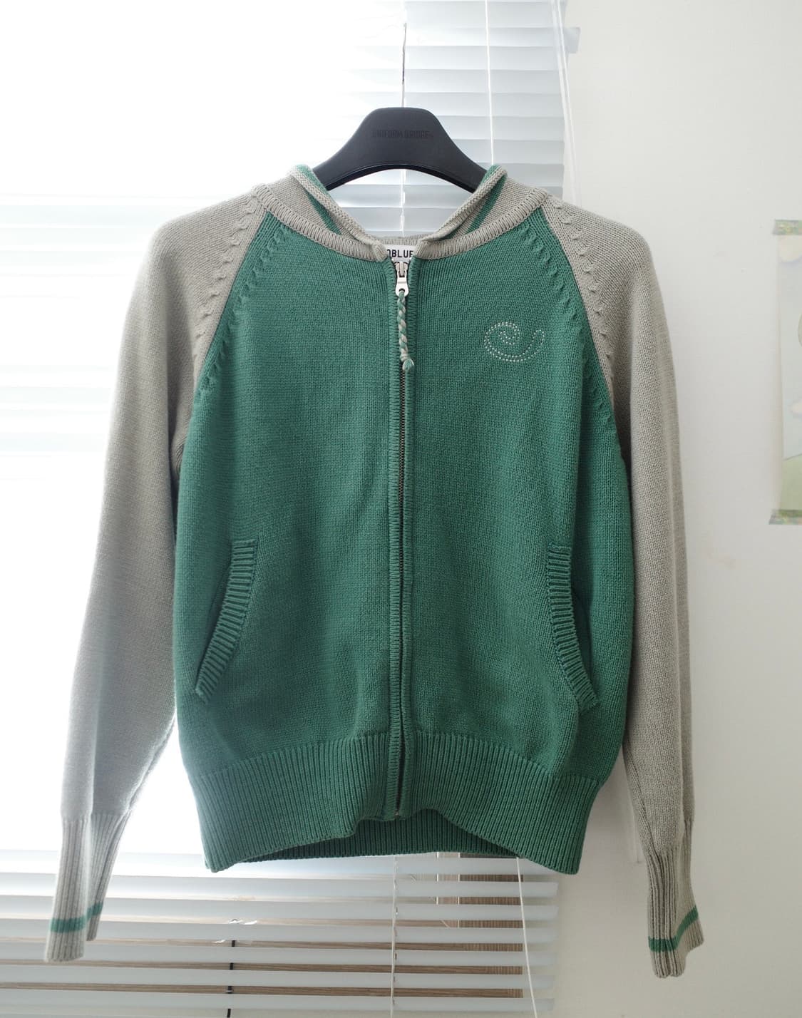 엔조블루스 레글런 니트 집업 후디 (카키) 상품이미지2