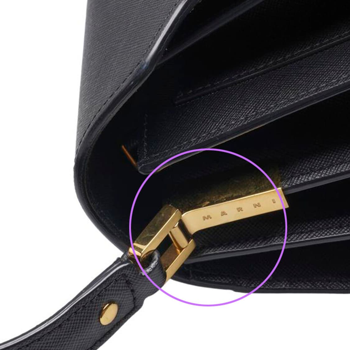 (중고) 마르니 블랙 사피아노 트렁트 미듐 숄더백 상품이미지7