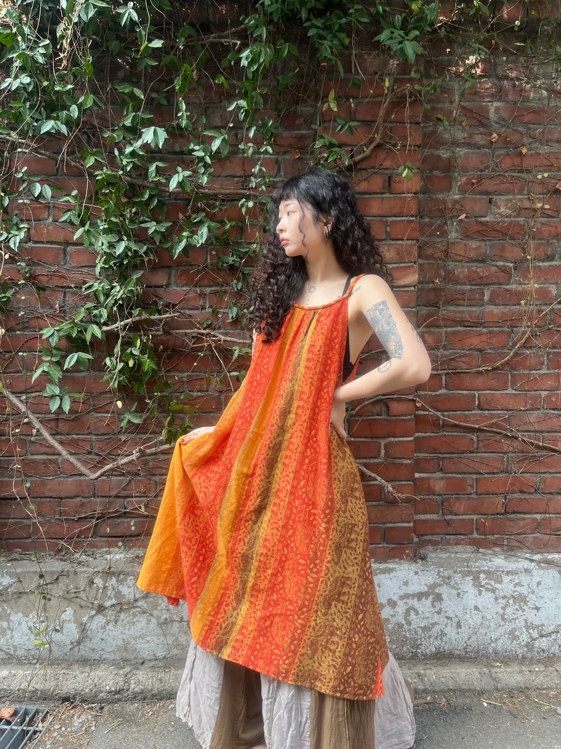 에스닉 히피 패턴 미디 원피스 상품이미지2