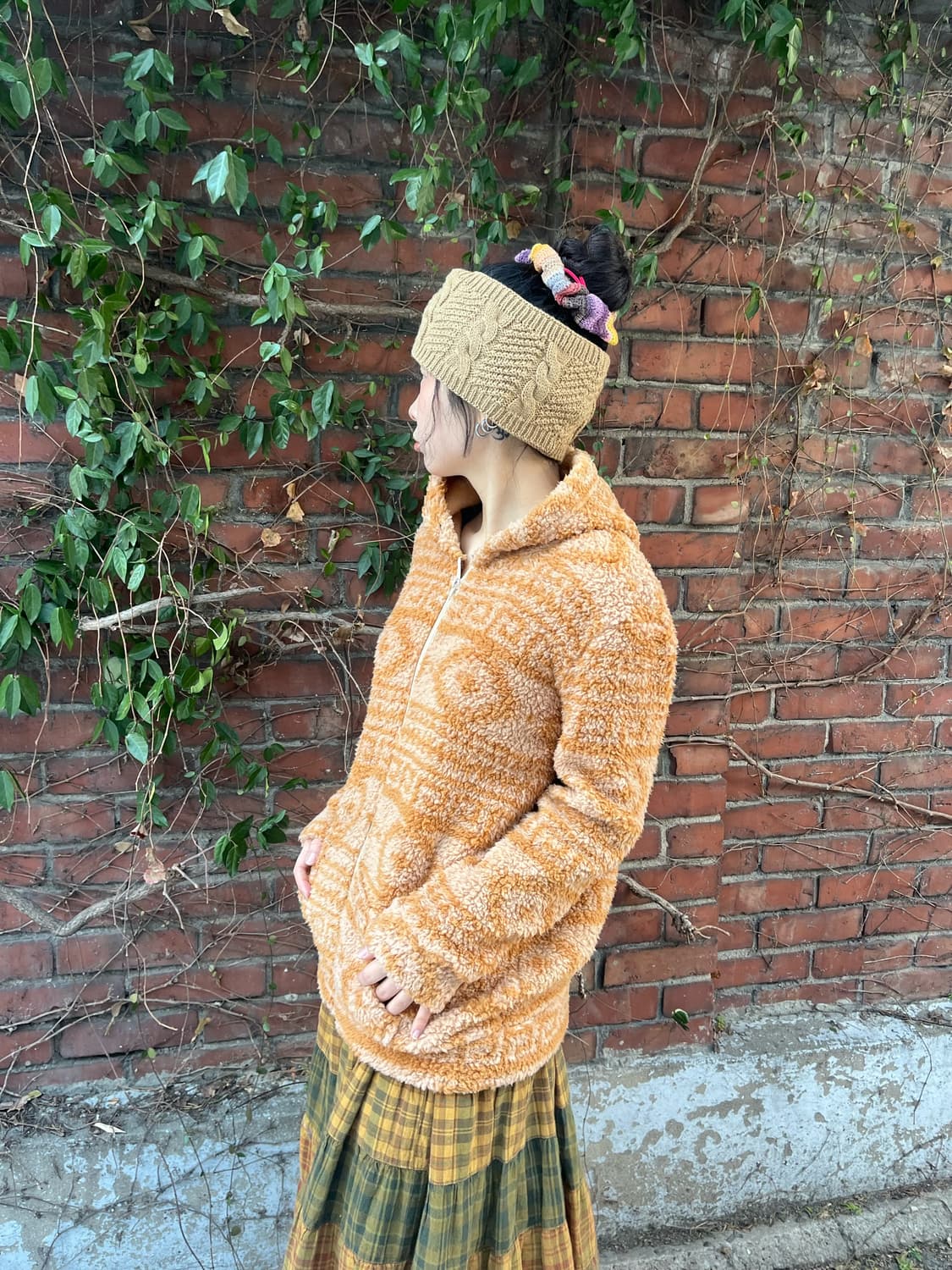 히피패턴 플리스 후드 집업 상품이미지4