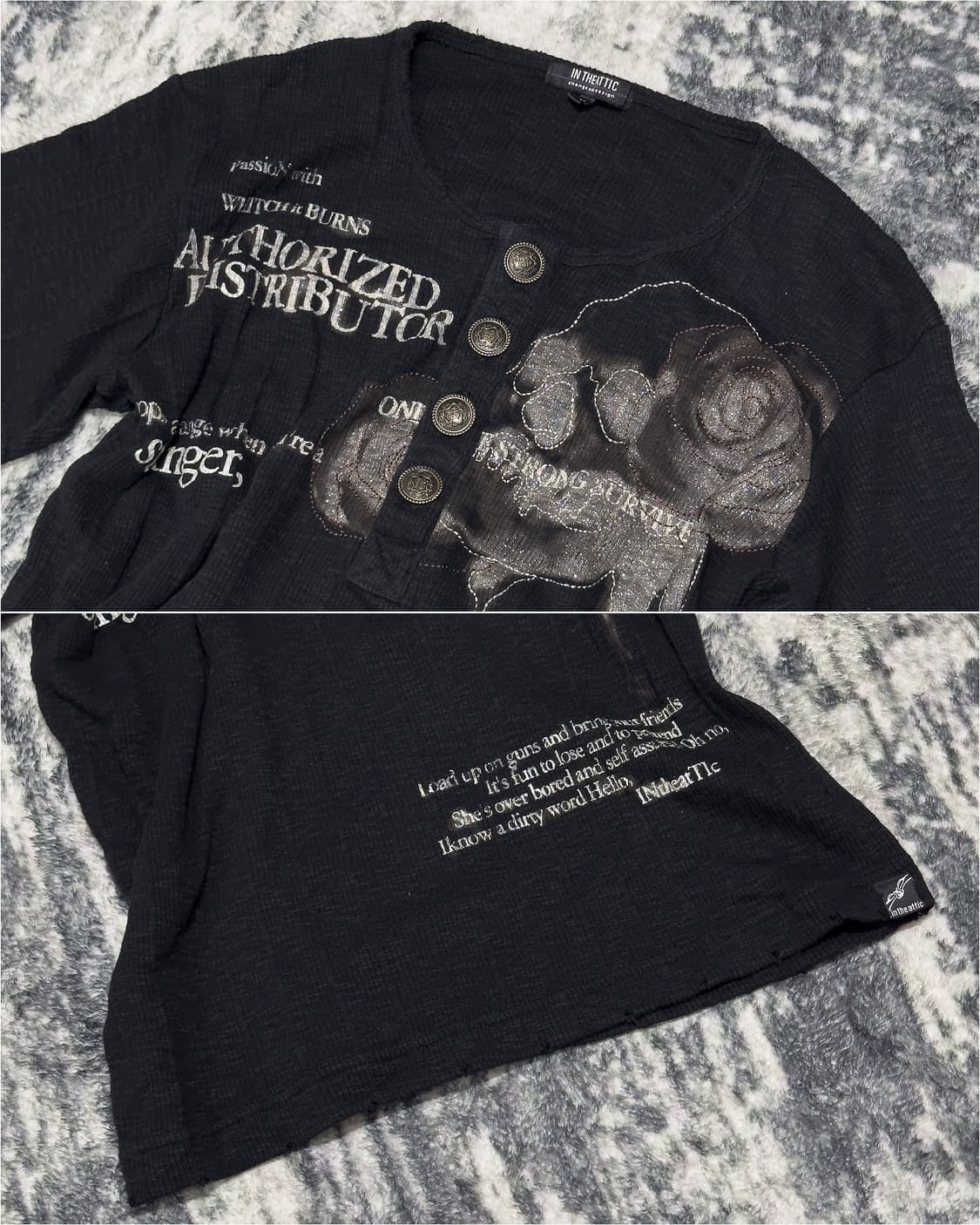 {In The Attic} Skull Rose Ribbed Tee  상품이미지5