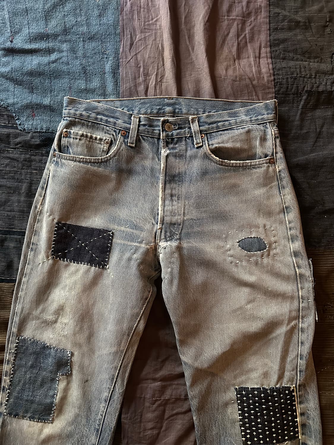 80s Levis 501 66후기 PatchWork Denim Pants 상품이미지2