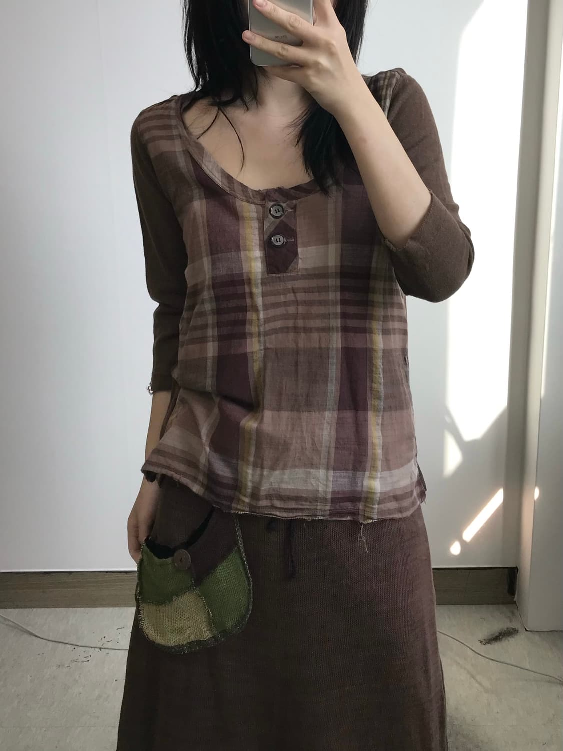 빈티지 체크 티셔츠 상품이미지1