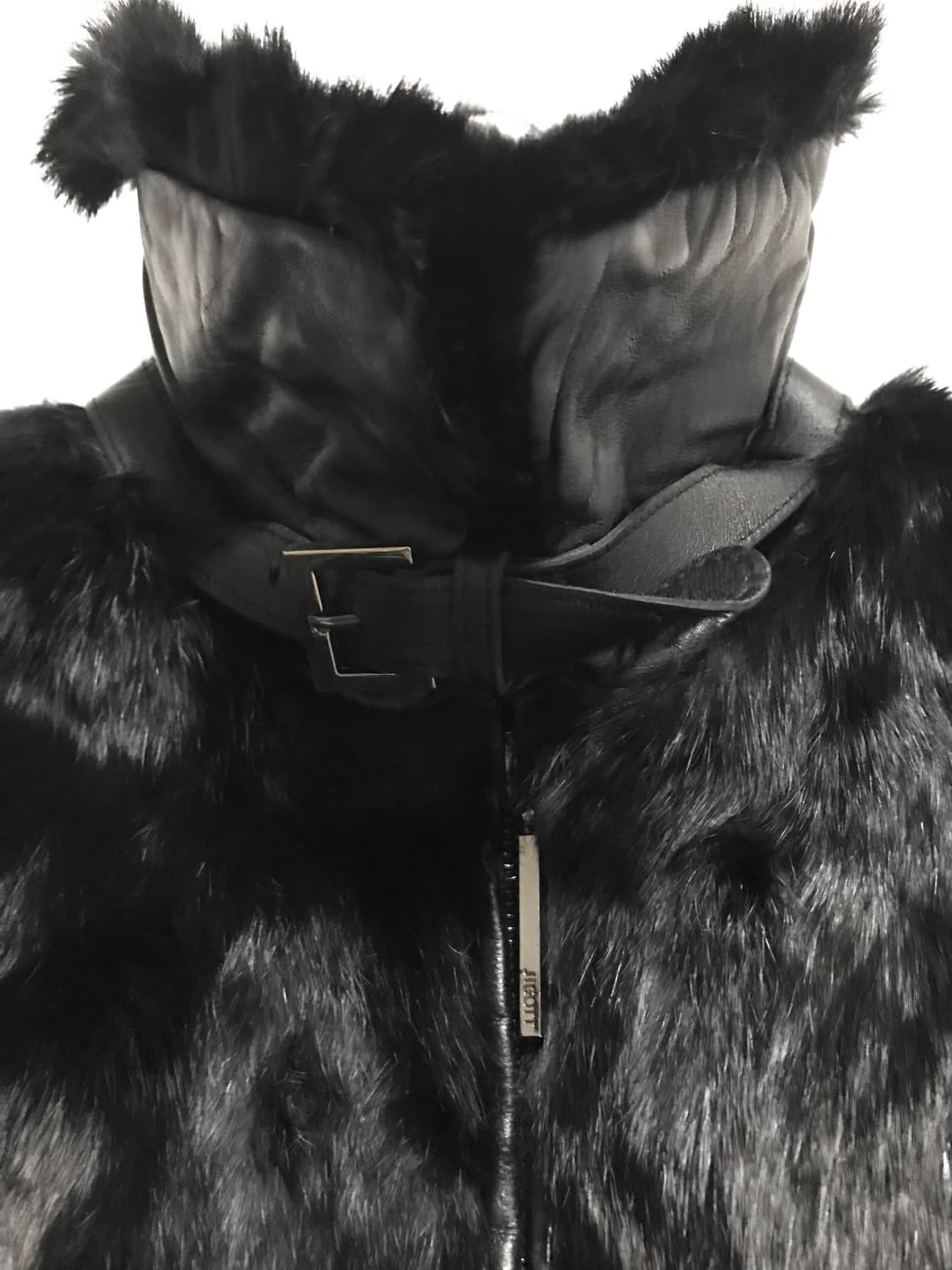 택포•빈티지 래빗퍼 양가죽 넥 버클 하이넥 레더 퍼자켓 상품이미지4