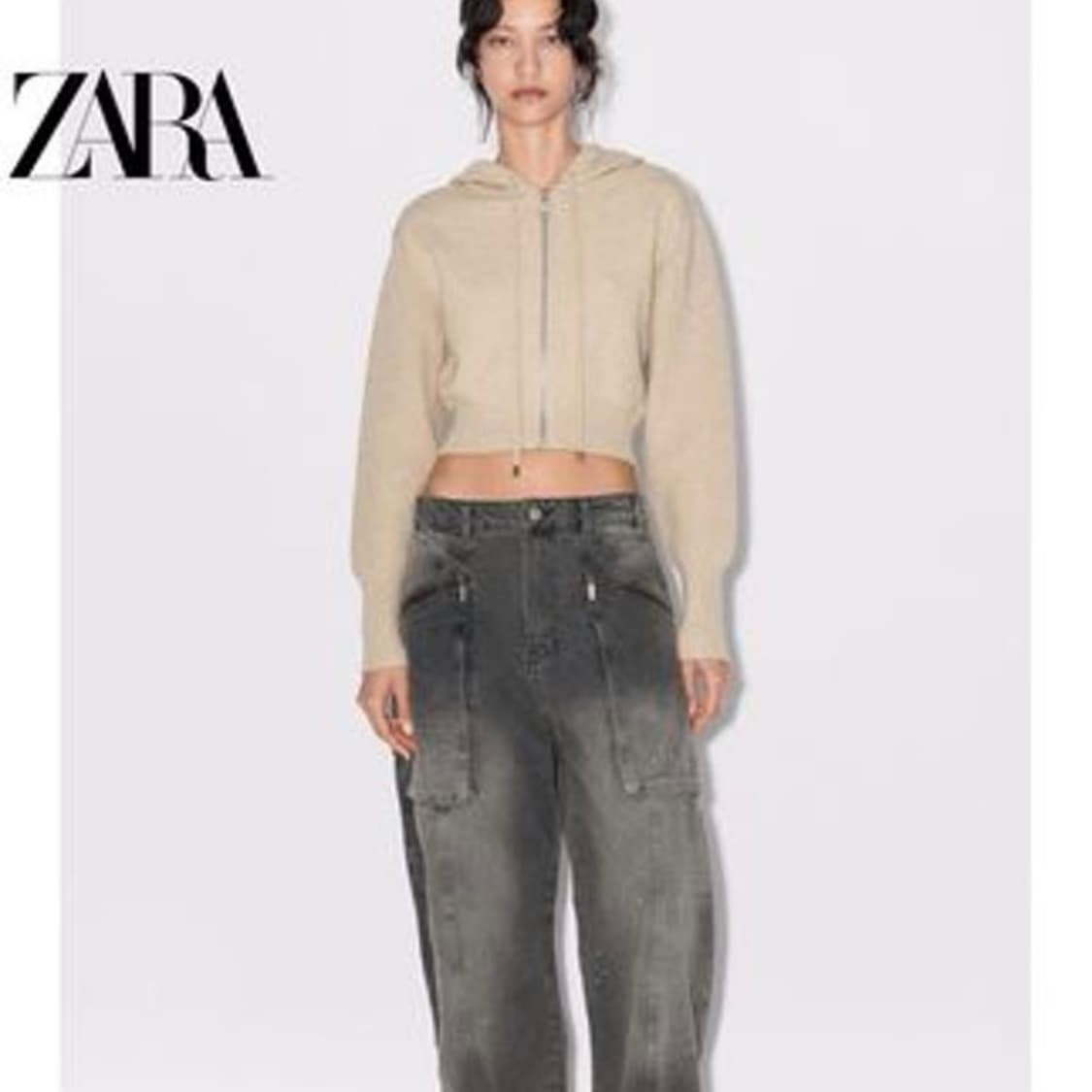 자라 크롭 후드 니트 집업 S 상품이미지2