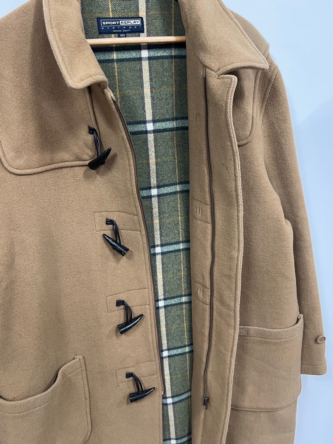 Sport Replay 빈티지 안감 체크  떡볶이 롱 코트 상품이미지4
