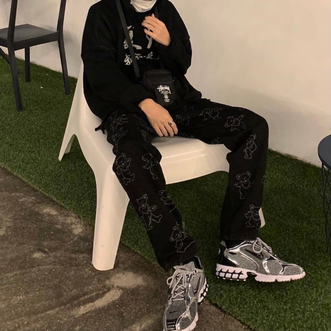 라퍼 LAUGHER 댄싱 베어 팬츠 (블랙) 30 새상품 상품이미지3