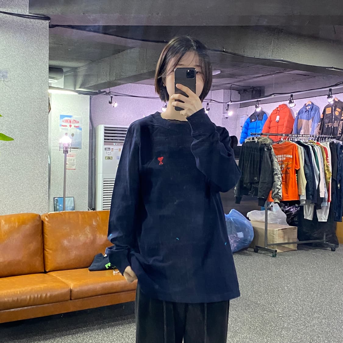 아미 스몰로고 네이비 롱슬리브 B4309 상품이미지1