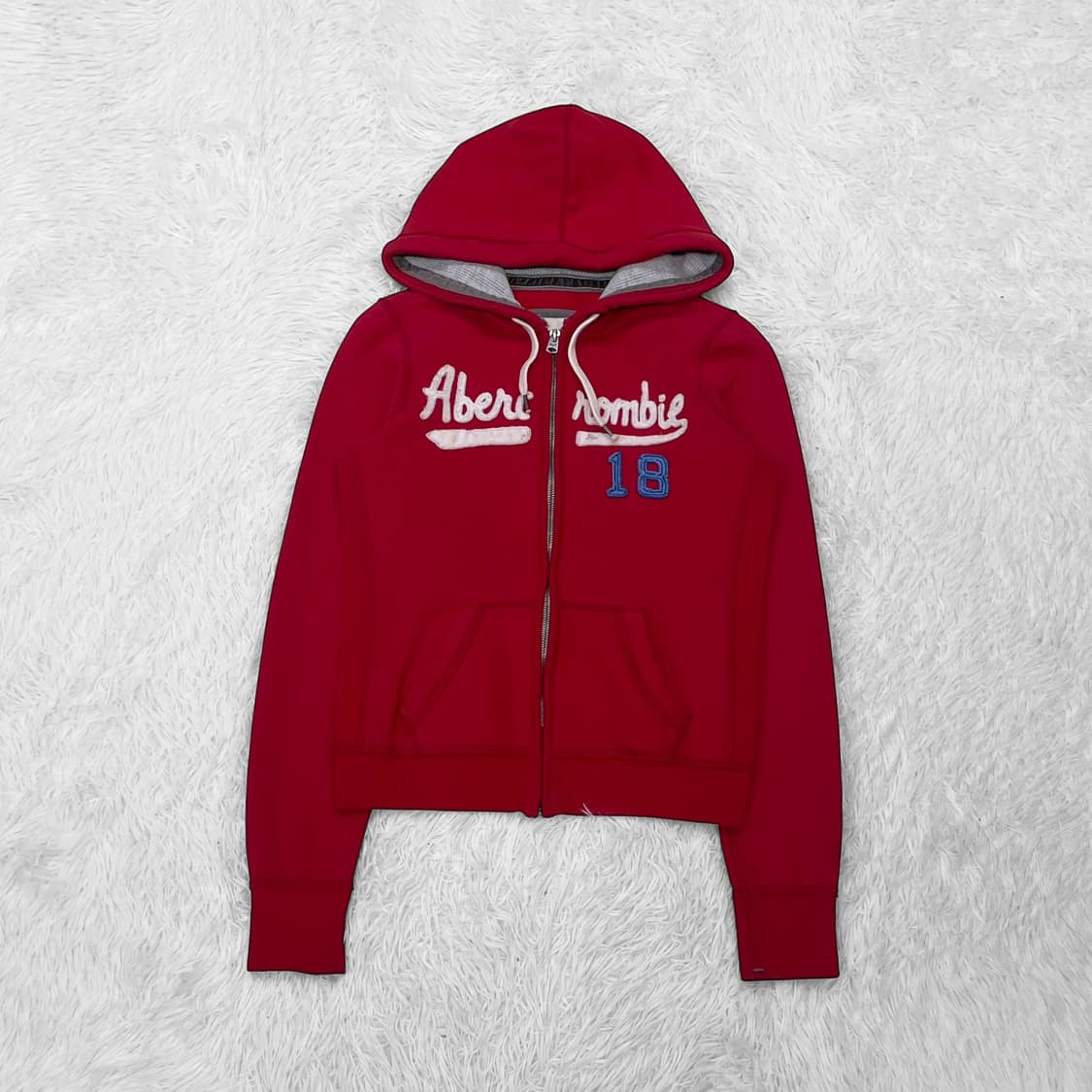 아베크롬비 스펠 로고 후드집업 레드 상품이미지2