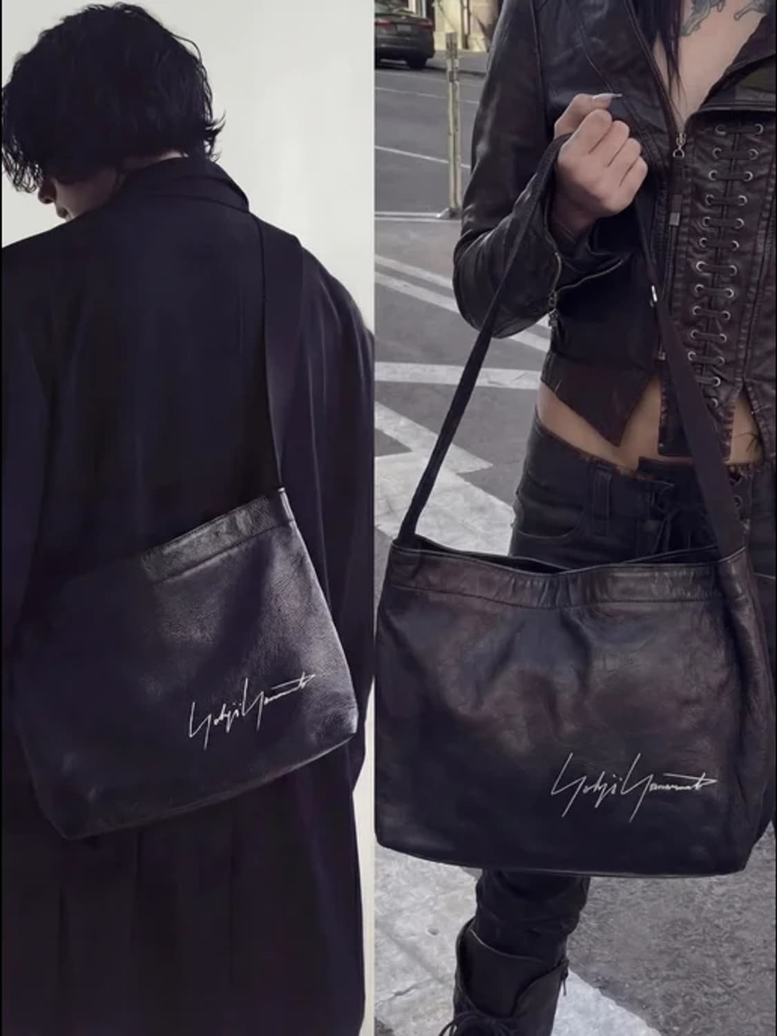 요지야마모토 소가죽 레터링 메신저백 상품이미지6