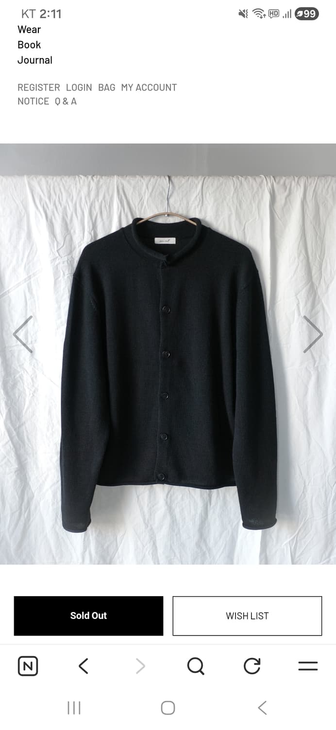 씨솔트 루프햄 가디건 블랙 2사이즈 상품이미지1