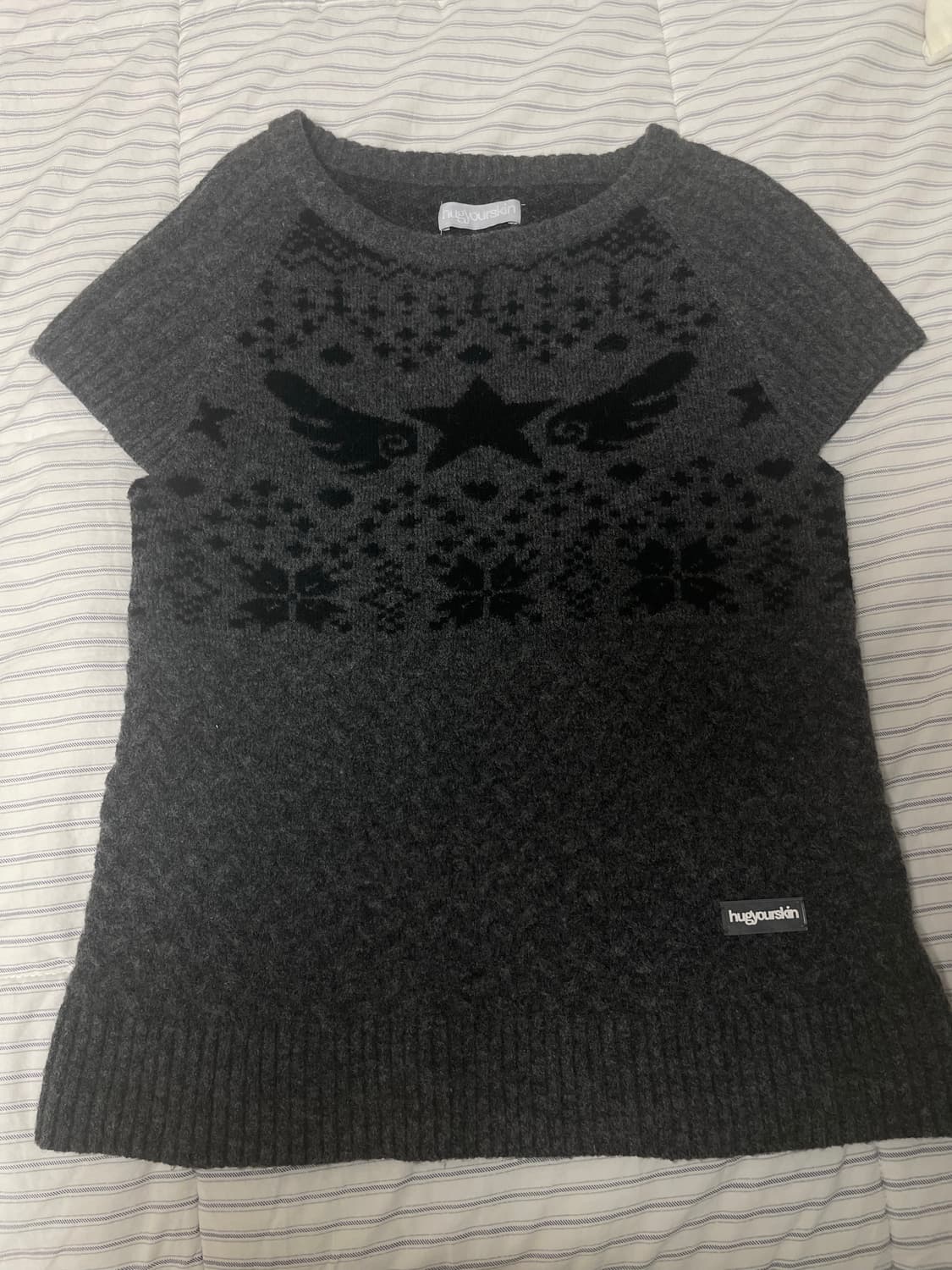 허그유어스킨 스타 윙 니트 탑 (차콜) 상품이미지2