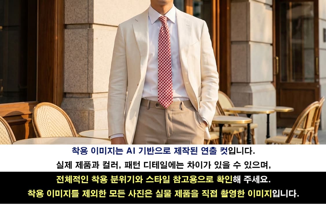 타미 힐피거 실크 레드 체크 패턴 넥타이 7cm A등급 E884 상품이미지3