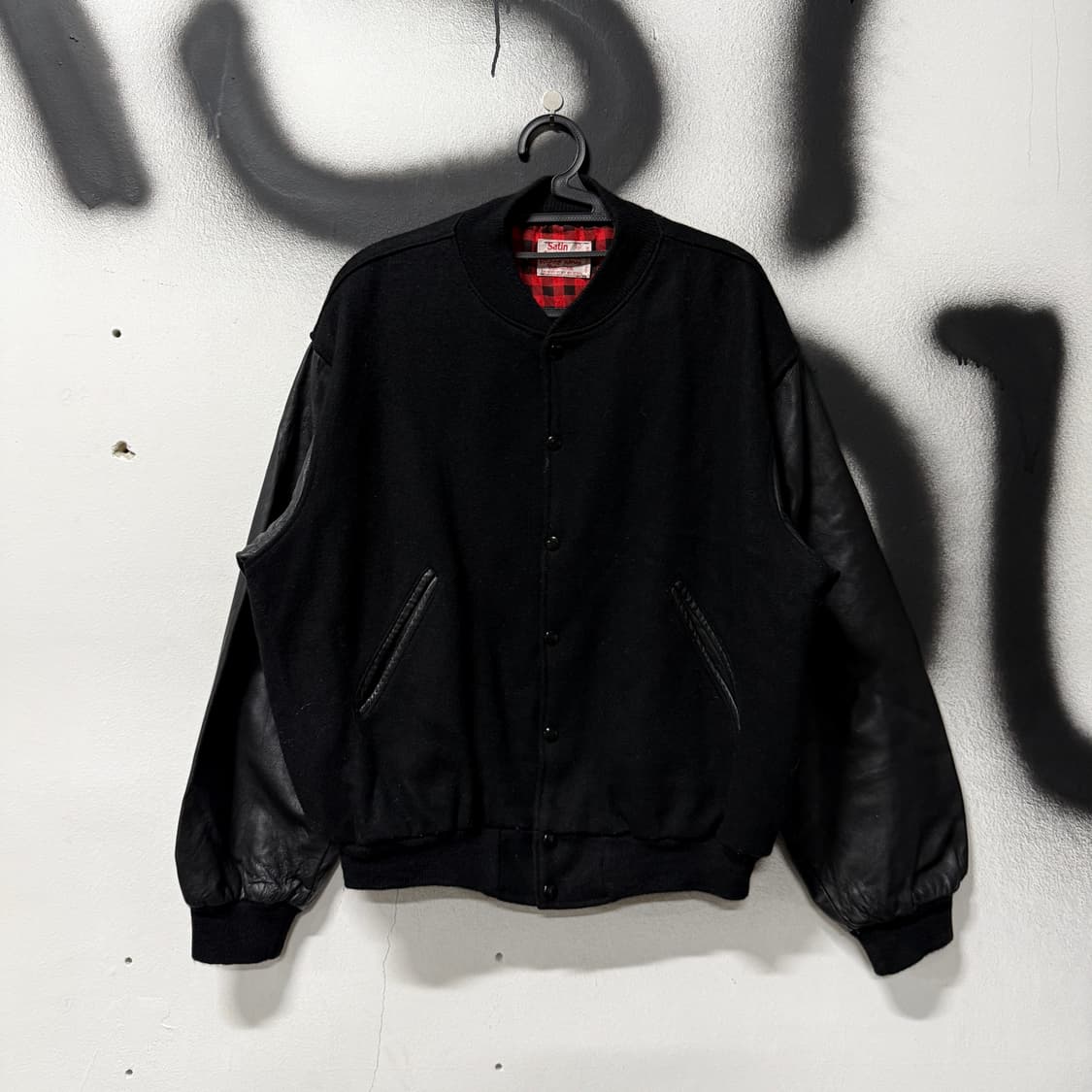 VTG 빈티지 하드락 카페 자수 패치 소가죽 레더 암 바시티 자켓 상품이미지2