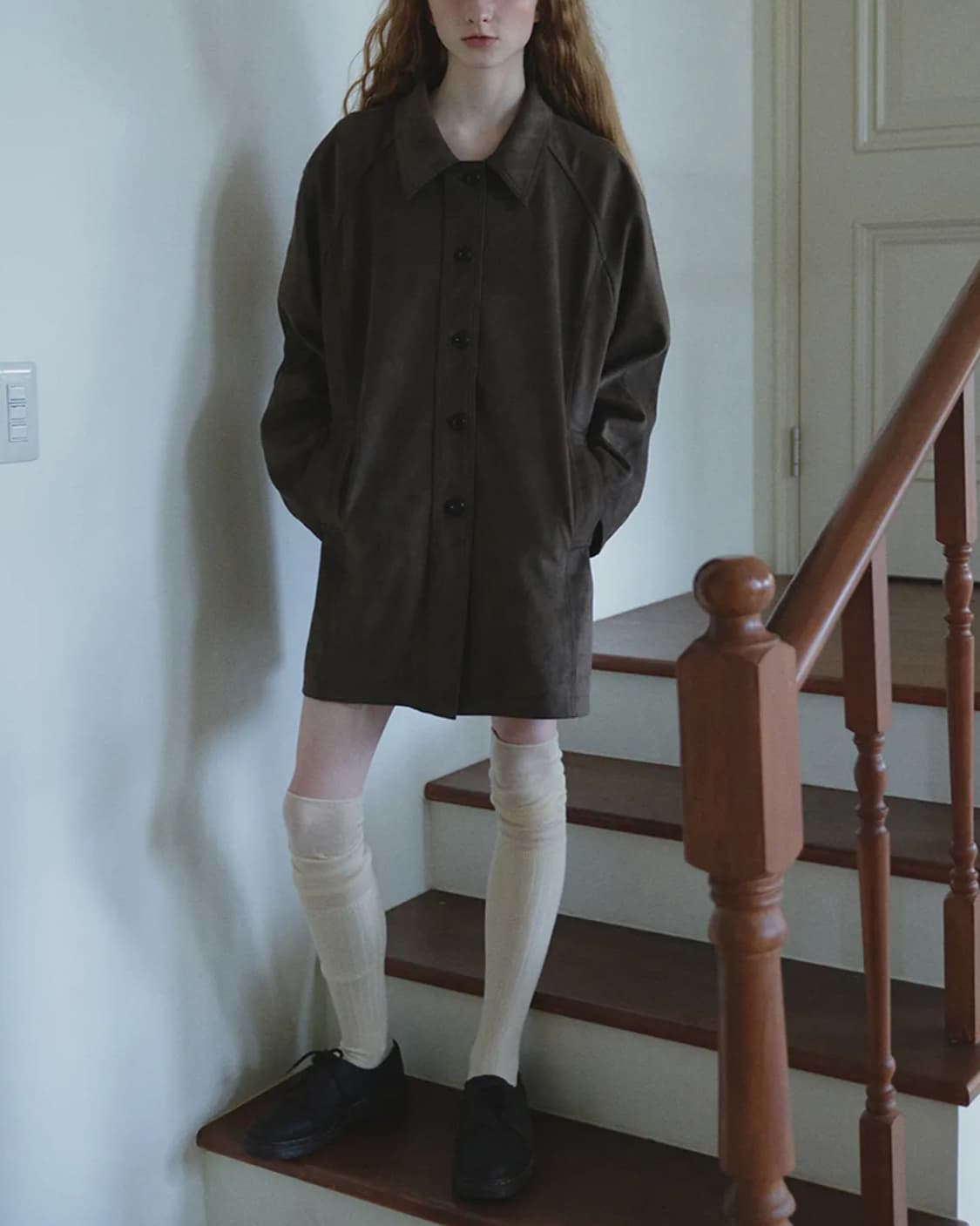 드멜리 비건스웨이드자켓 카키 브라운 상품이미지3