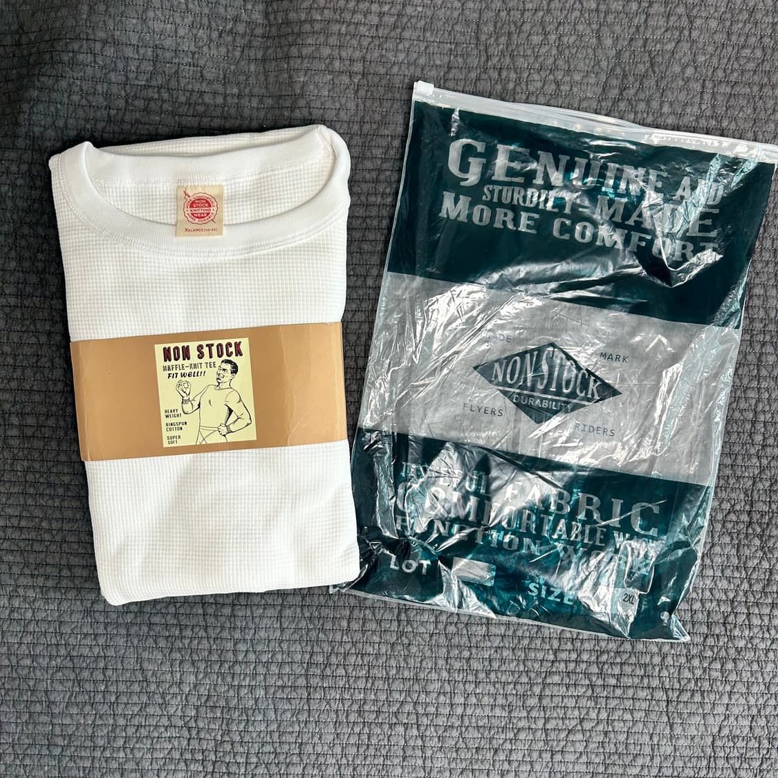 [새상품] 브론슨 와플 코튼 긴팔티 화이트 2XL 상품이미지1