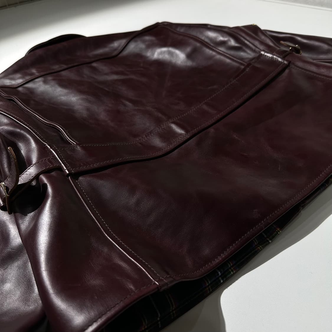 에어로 레더 홀스하이드 하프 벨티드 디럭스 싱글 자켓 상품이미지8