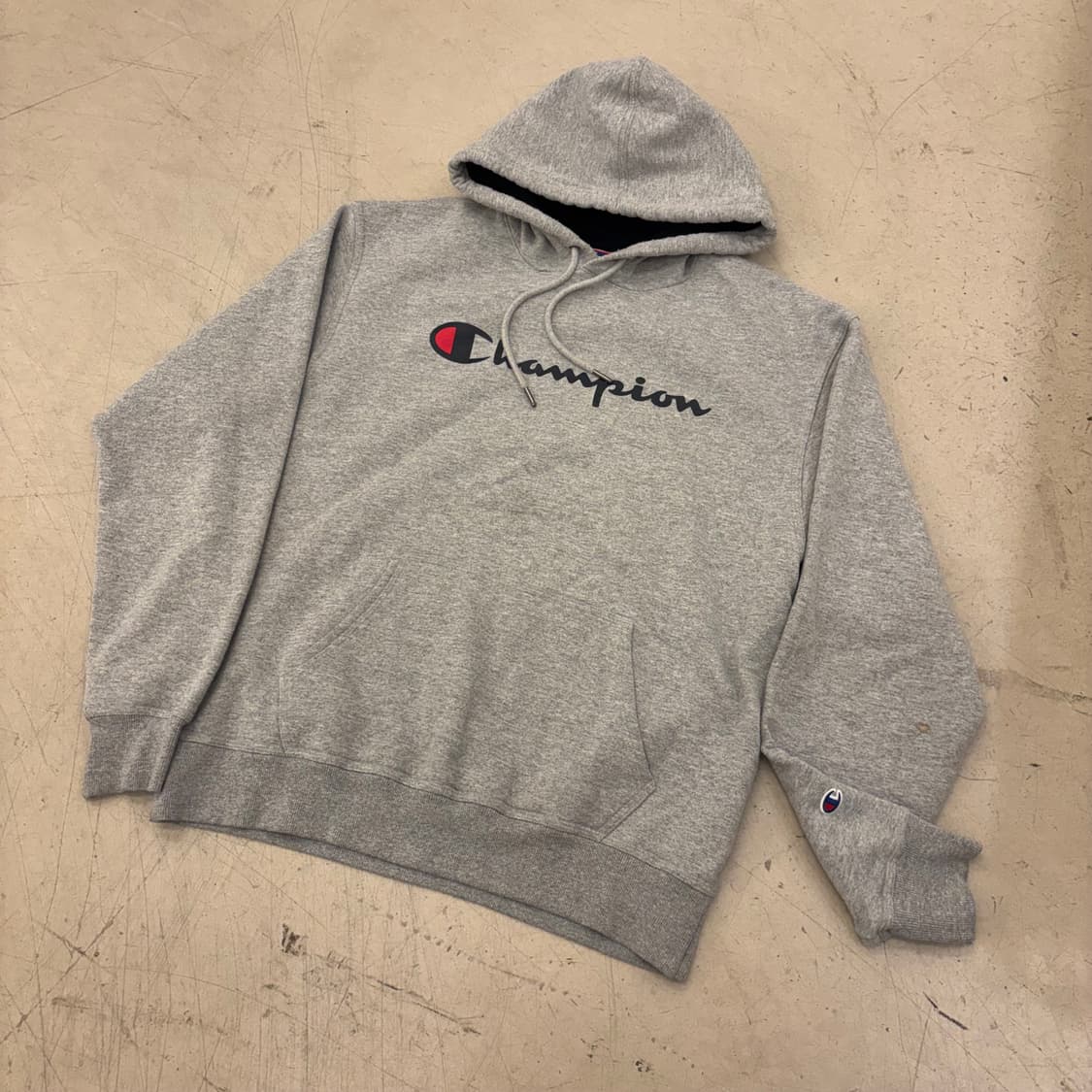 챔피온 빅로고 그레이 후드티 상품이미지1