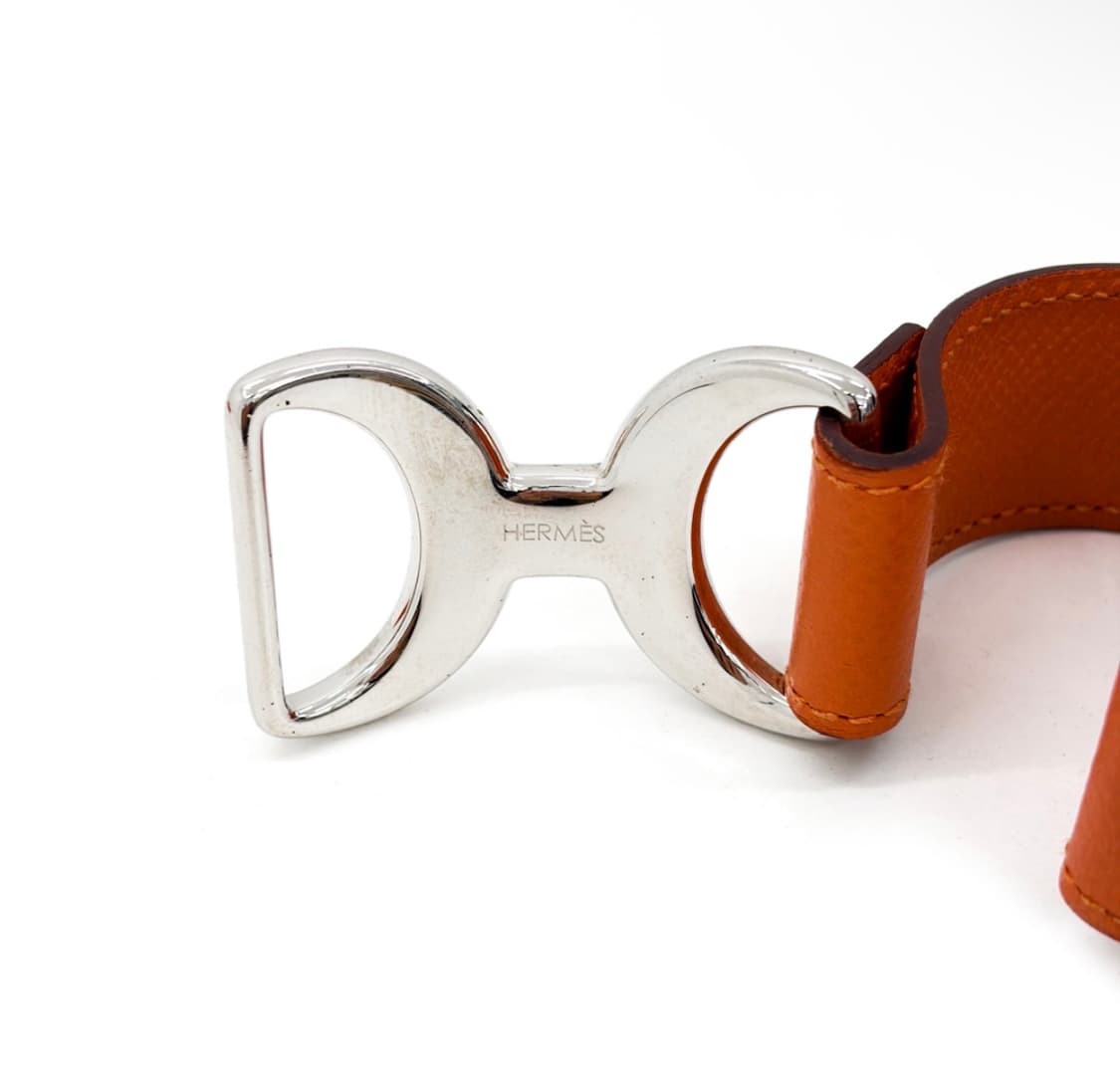 [XS] 에르메스 여성 레더 파반느 H 버클 브레이슬릿 팔찌 오렌지 은장 상품이미지8
