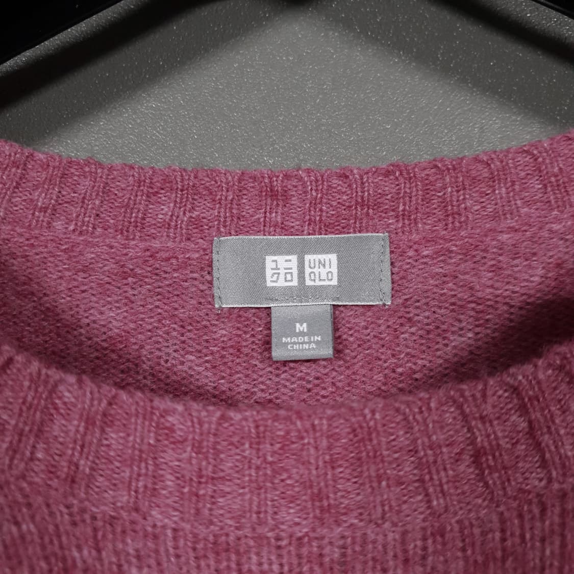 여성 M) 유니클로 울마크 퓨어 뉴 울 니트 스웨터 핑크 55-66 상품이미지2