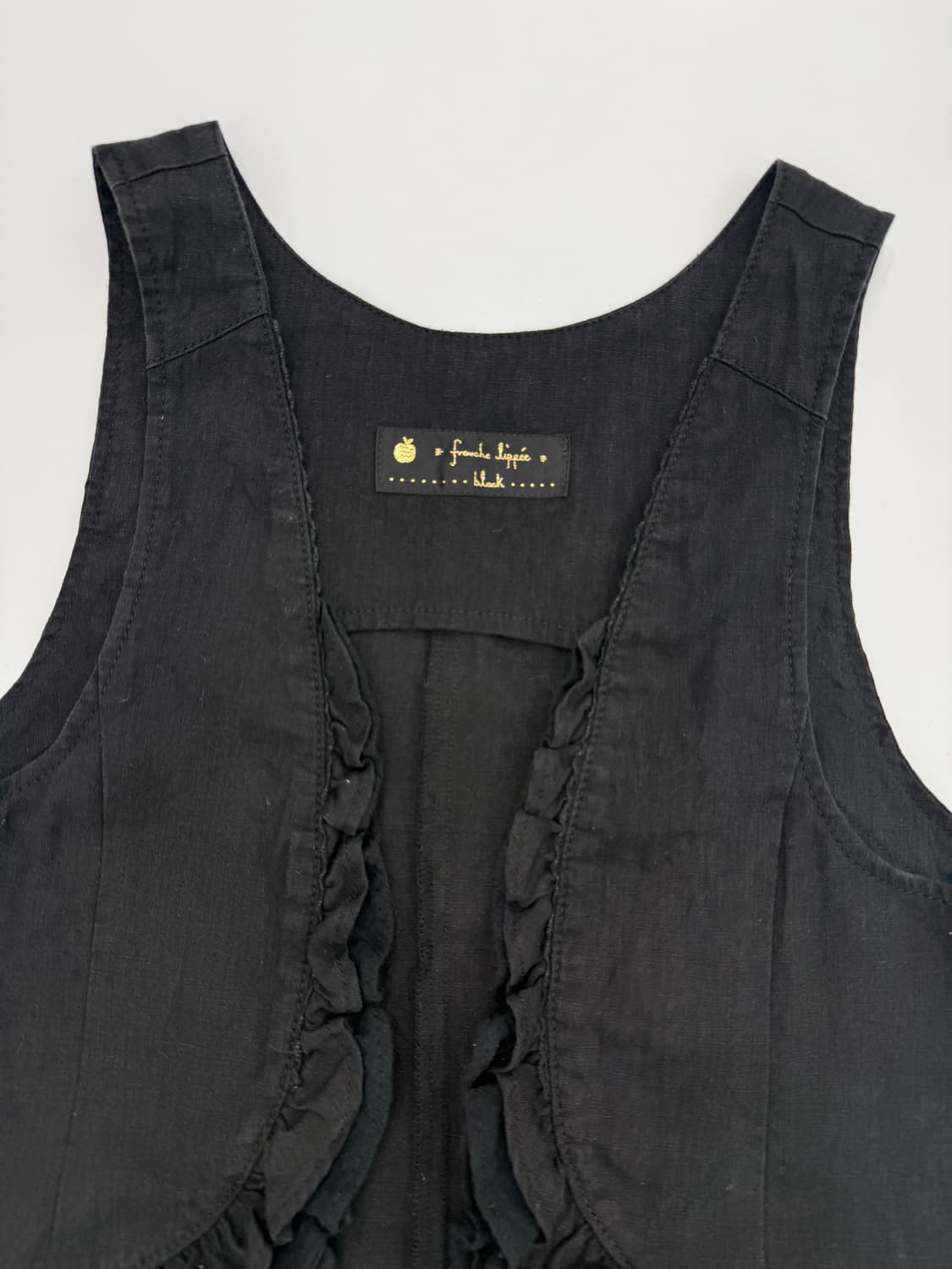 빈티지 franche lippee 블랙 레이스 프릴 슬리브리스 베스트 상품이미지3