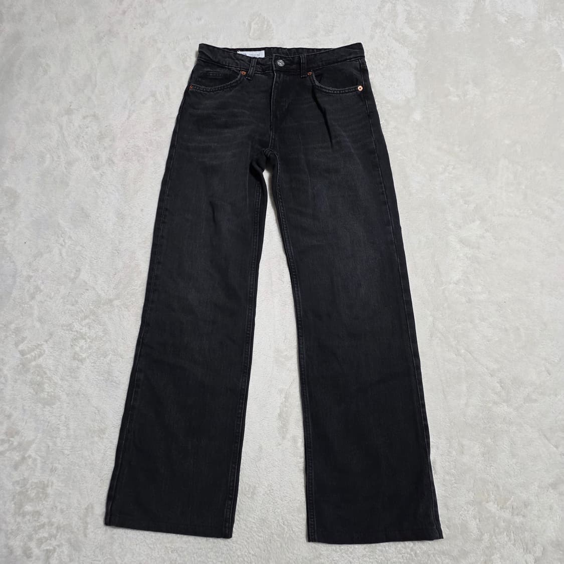 (26)여성 자라 루즈 스트레이트 데님 팬츠 흑청 상품이미지1