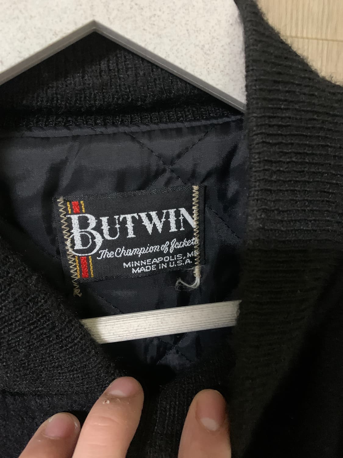 dare made usa butwin 울 가죽 레더 바시티 점퍼 자켓 상품이미지3