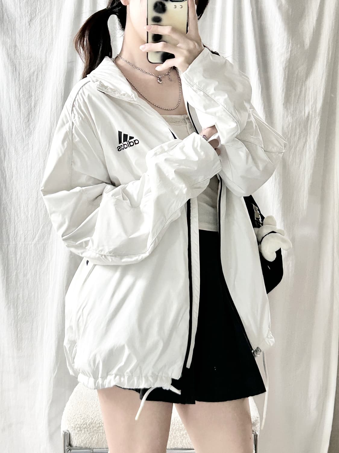 아디다스 화이트 누빔 바람막이 상품이미지3