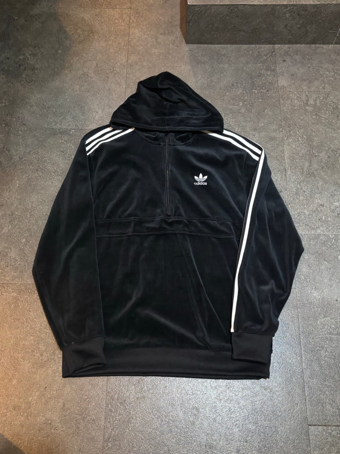 아디다스 벨벳 코지 하프집업 후드티 L사이즈 상품이미지2