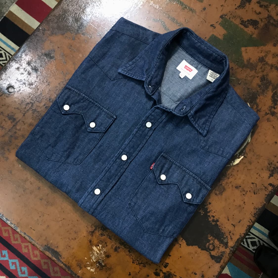 리바이스 워시드 진청 데님 웨스턴 셔츠 남성 102 여성 프리사이즈 상품이미지1