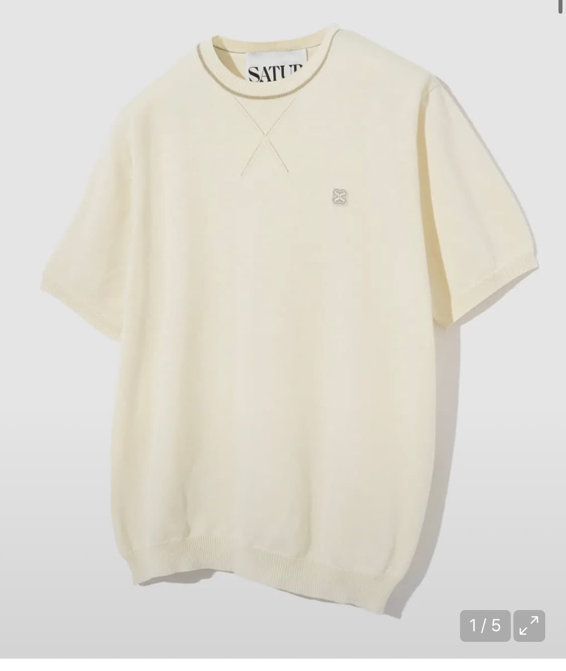 [5회미만 착용]세터 클래식 베이직 로고 와펜 니트반팔 크림 L 상품이미지1