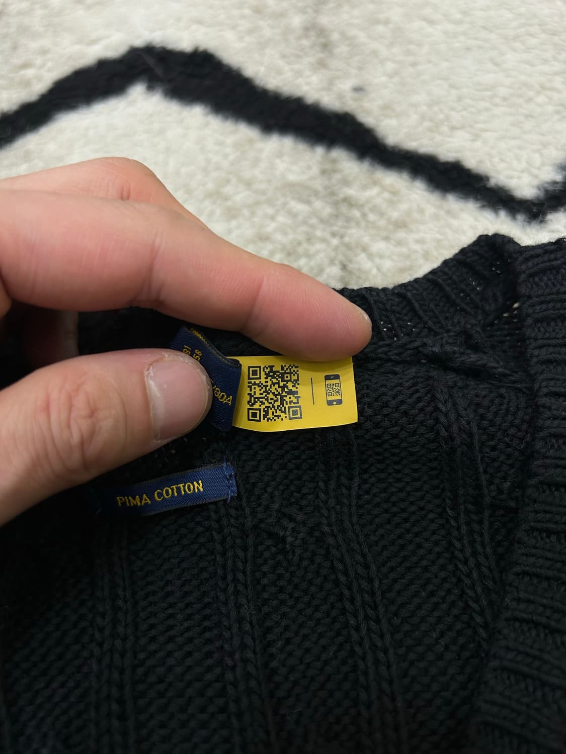 [XS]폴로랄프로렌 V넥 꽈배기 니트/블랙 상품이미지6