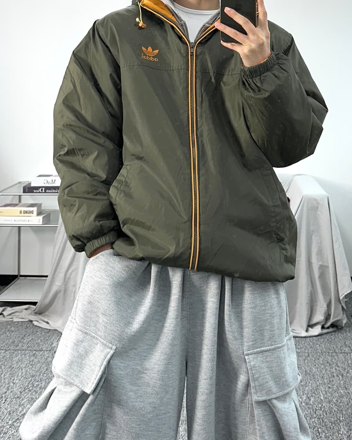 아디다스 90s 카키 바람막이 점퍼 M 상품이미지3