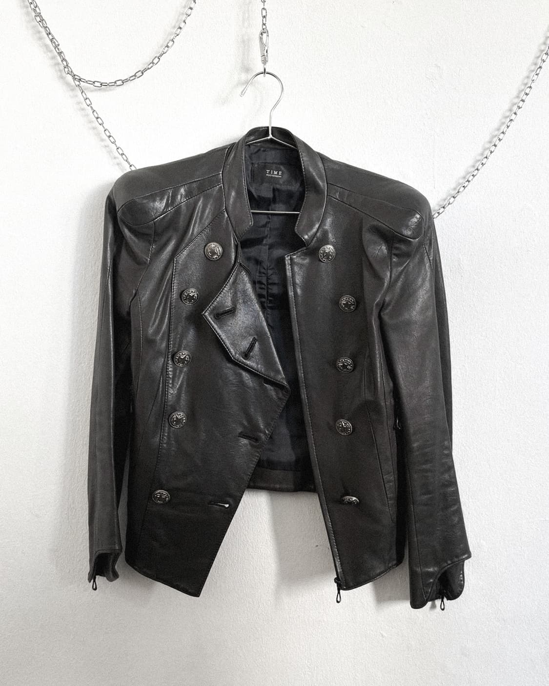 TIME 나폴레옹 실버버튼 크롭컷 램스킨 자켓 상품이미지6