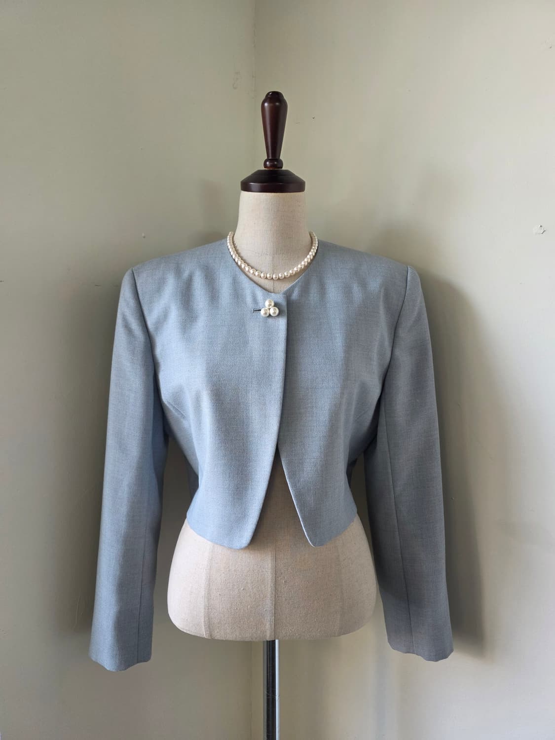 노카라 진주 원버튼 자켓 상품이미지3