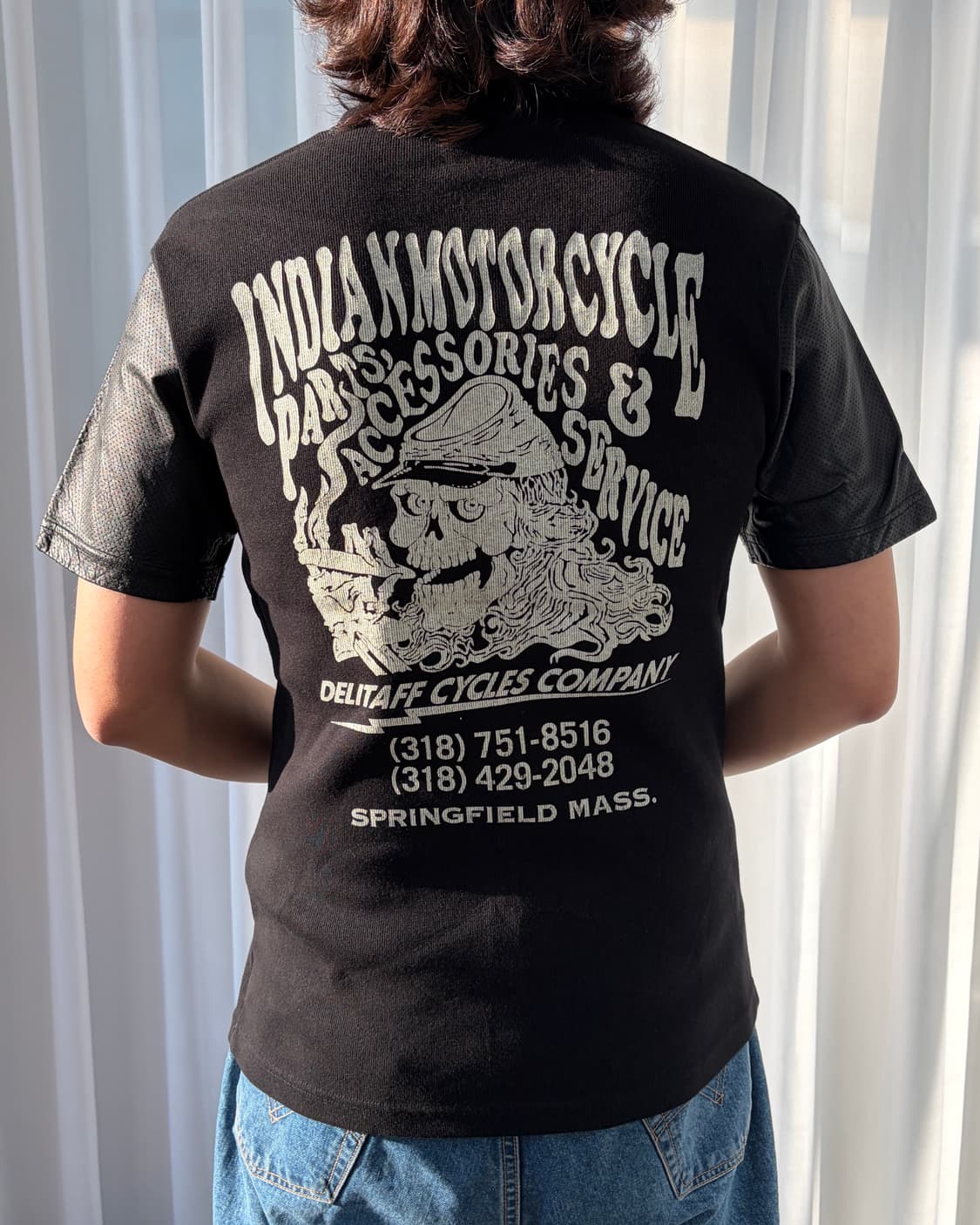 [M]인디언 모터사이클 레더 스컬 티셔츠 상품이미지1