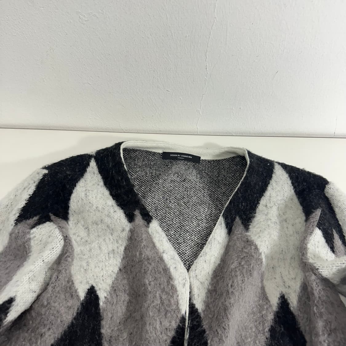 M-L 빈티지 아가일 보카시 가디건 상품이미지3