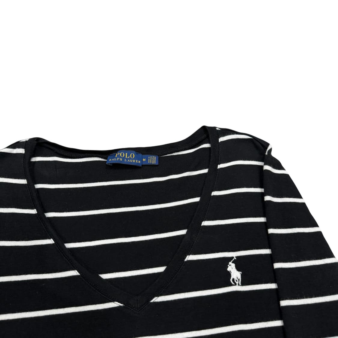 폴로 랄프로렌 여성 스트라이프 브이넥 롱슬리브 긴팔티 블랙 M 상품이미지2