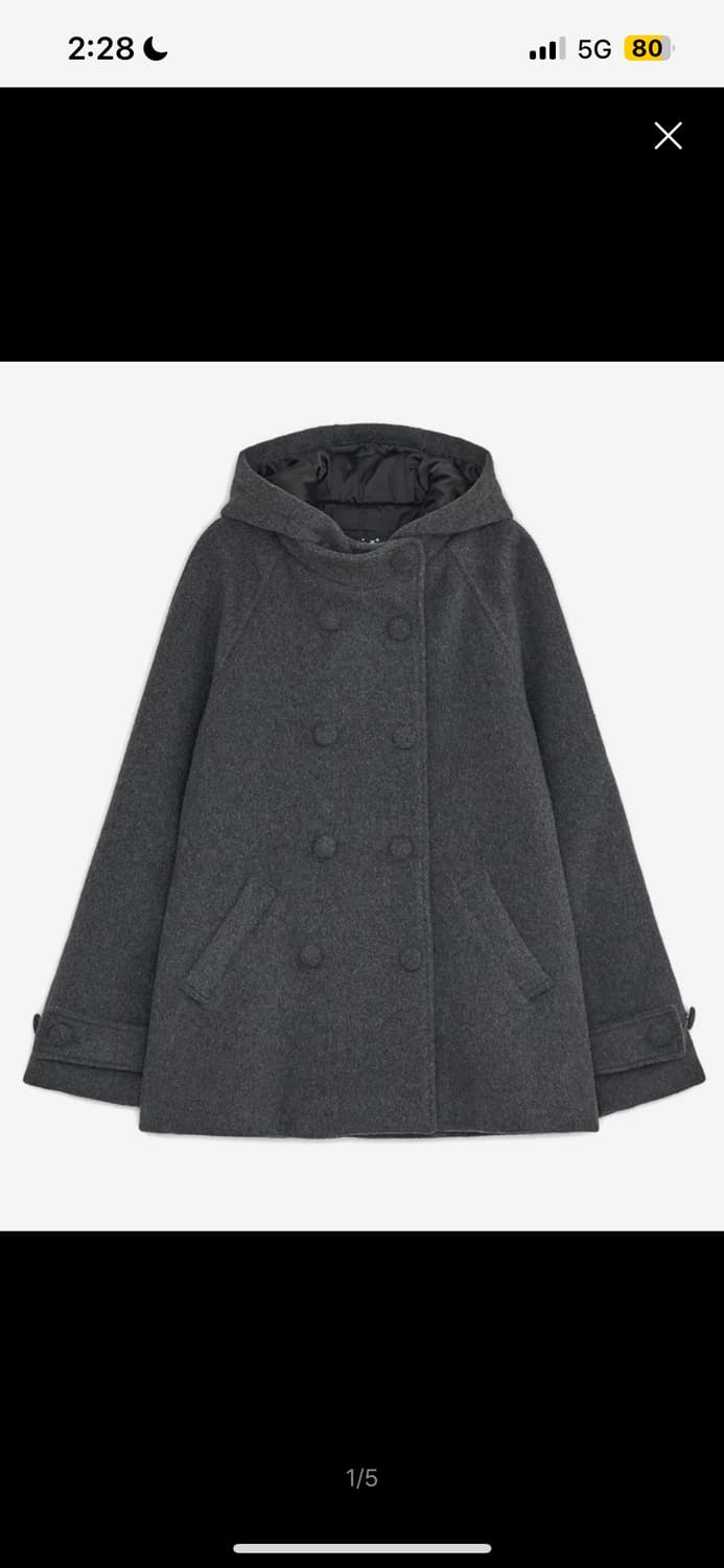 후드 하프 코트 차콜 상품이미지1