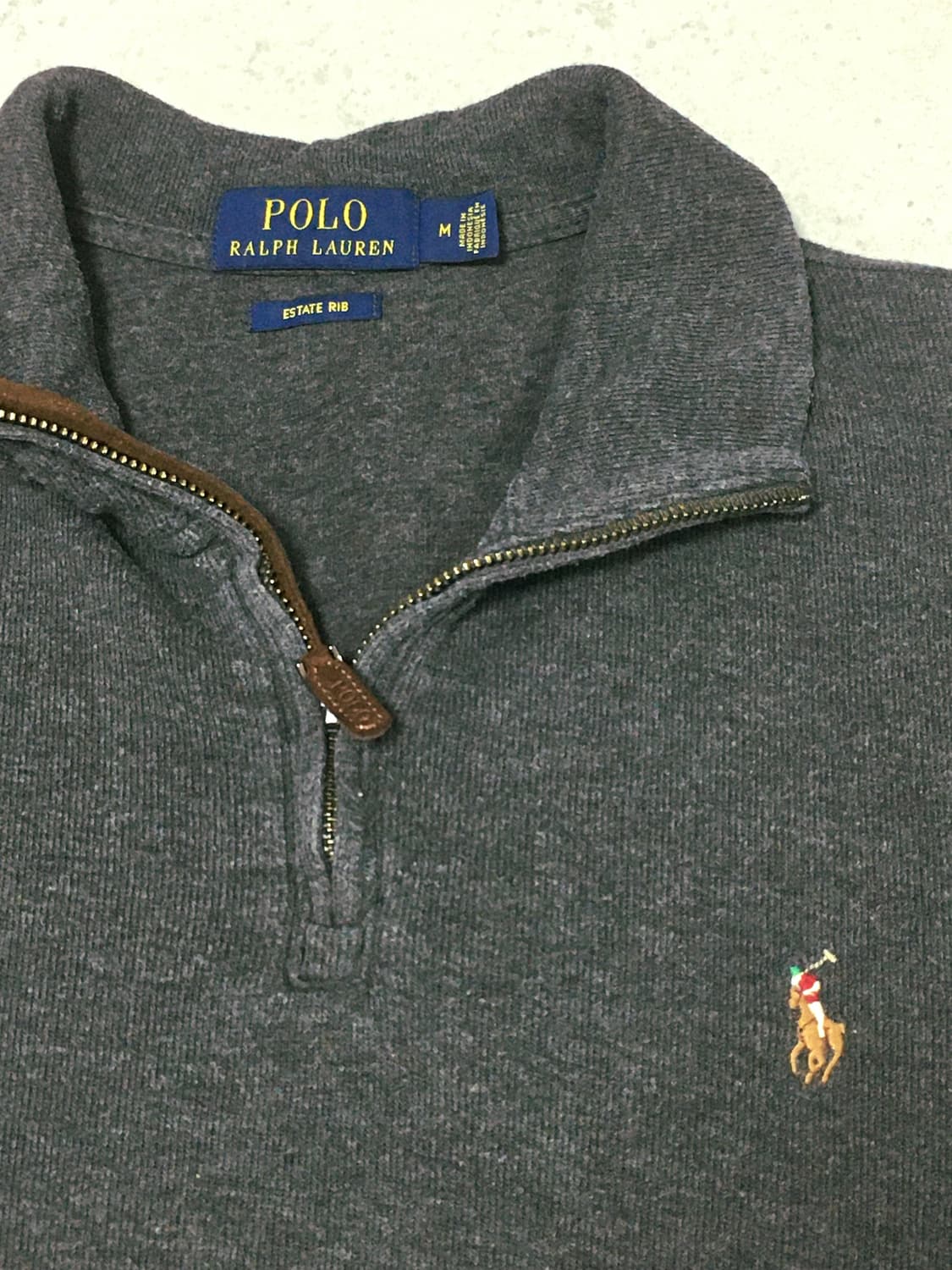 폴로랄프로렌-클래식 에스터이트 리브 쿼터 지퍼 풀오버 스웨터 다크 그레이 상품이미지1