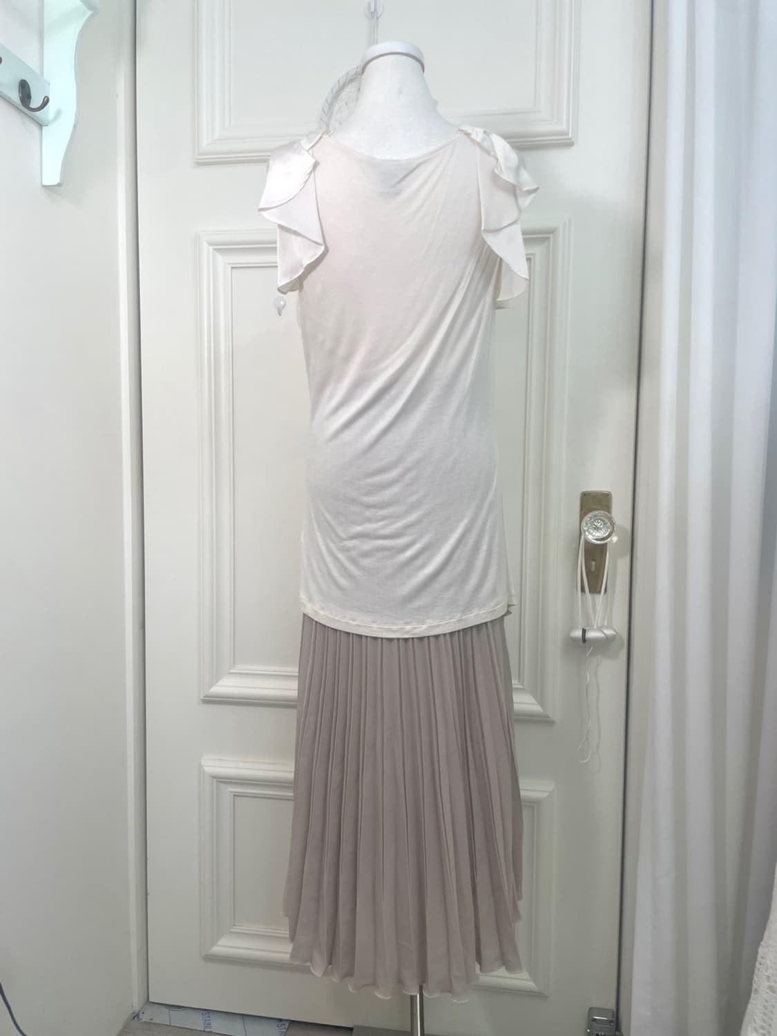 sheer gray chiffon pleats long banding s 상품이미지10