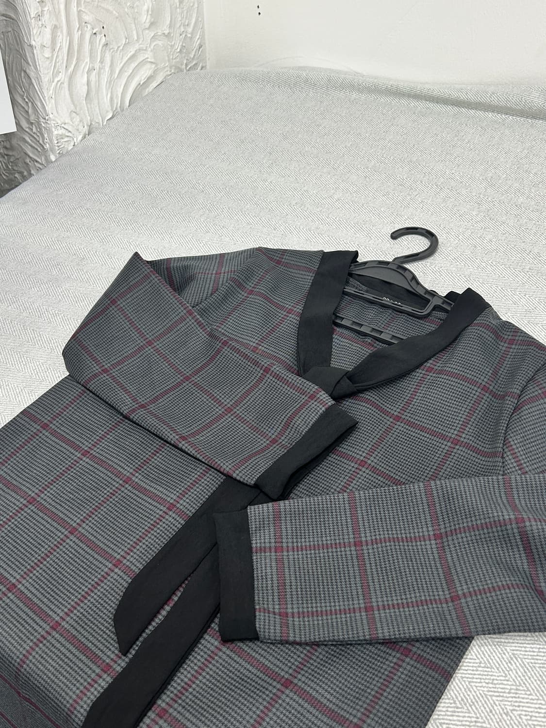 [55] 온앤온 On&On 체크 언발란스 리본 카라 원피스 00사이즈 상품이미지6