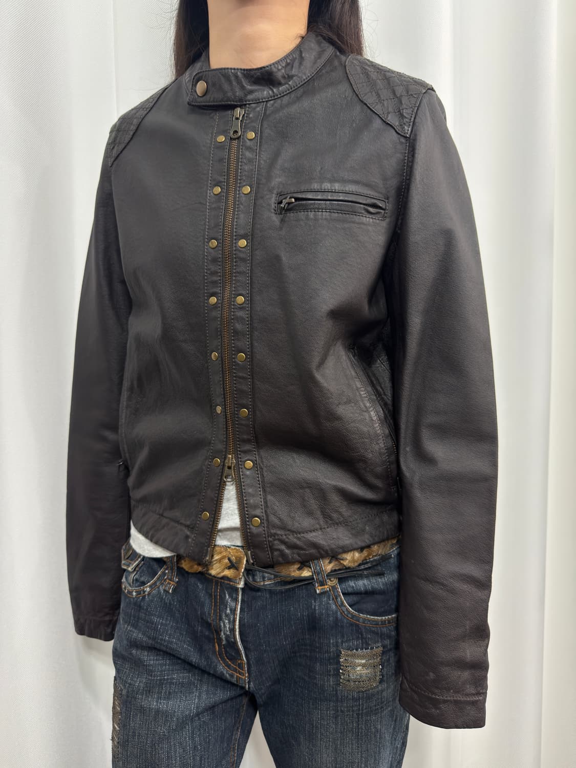 brown leather twoway jacket 상품이미지3
