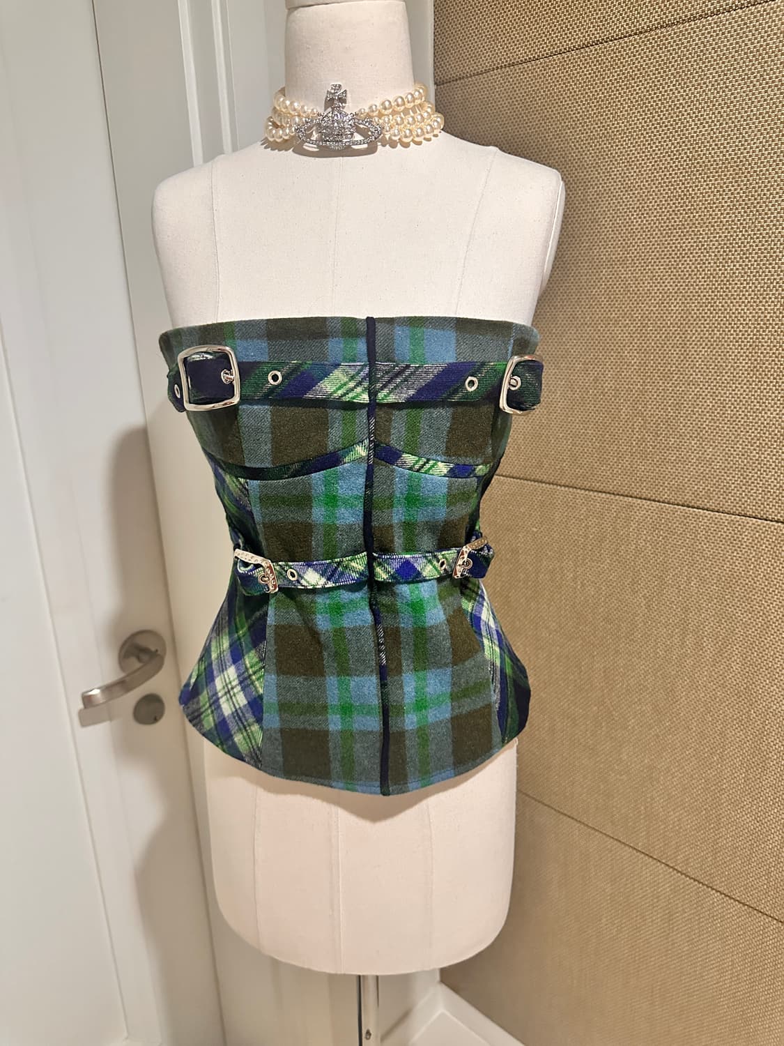 (세트)체크무늬 코르셋탑치마 투피스 상품이미지1